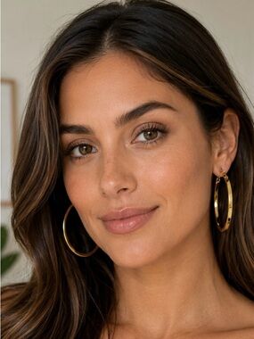 Shiny Twist Classic Gold 2” Hoop Earrings for Women